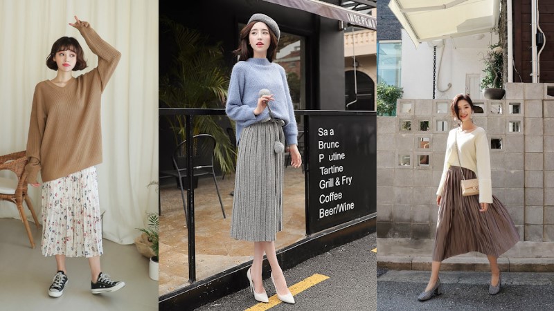 Phối đồ mùa đông với chân váy